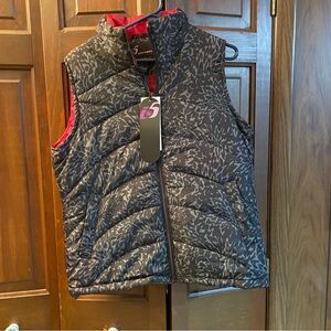 i 5 Premium Apparel Puffer Full Zip Vest largeBlack patterned outside Red insid